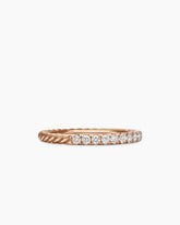 Cable Collectibles® Stack Ring in 18K Rose Gold with Diamonds, 2mm