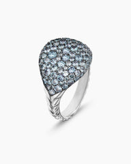 Pavé Pinky Ring in 18K White Gold with Color Change Garnet, 13mm