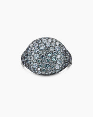 Pavé Pinky Ring in 18K White Gold with Color Change Garnet, 13mm