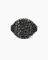Pavé Pinky Ring in 18K White Gold with Black Diamonds, 13mm