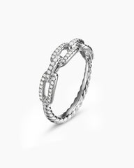 Stax Chain Link Ring in 18K White Gold with Diamonds, 4.5mm