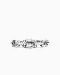 Stax Chain Link Ring in 18K White Gold with Diamonds, 4.5mm