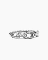 Stax Chain Link Ring in 18K White Gold with Diamonds, 4.5mm