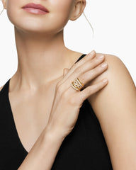 Stax Five Row Ring in 18K Yellow Gold with Diamonds, 21mm