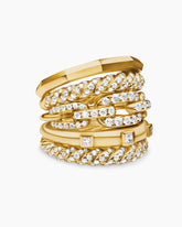 Stax Five Row Ring in 18K Yellow Gold with Diamonds, 21mm