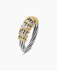 Helena Ring in Sterling Silver with 18K Yellow Gold and Diamonds, 7.7mm