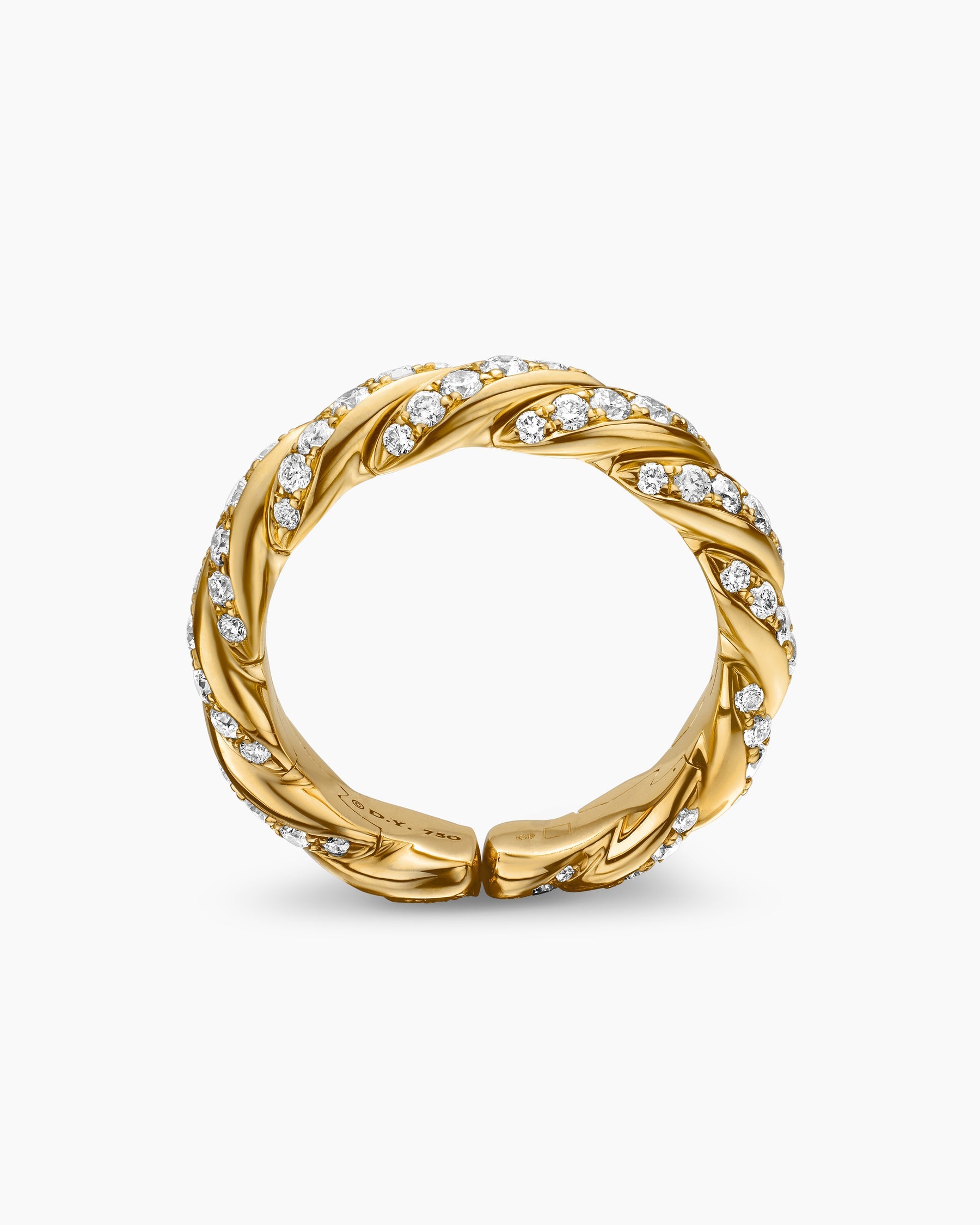 Sculpted Cable Flex Band Ring in 18K Yellow Gold with Diamonds, 5mm