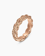 Sculpted Cable Flex Band Ring in 18K Rose Gold with Cognac Diamonds, 5mm