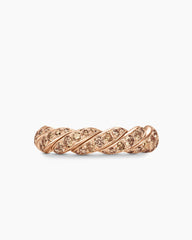 Sculpted Cable Flex Band Ring in 18K Rose Gold with Cognac Diamonds, 5mm