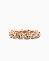 Sculpted Cable Flex Band Ring in 18K Rose Gold with Cognac Diamonds, 5mm