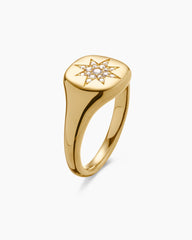 Cable Collectibles® Compass Pinky Ring in 18K Yellow Gold with Diamonds, 9.7mm