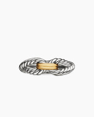 Cable Loop Band Ring in Sterling Silver with 18K Yellow Gold, 7mm