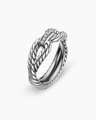 Cable Loop Band Ring in Sterling Silver with Diamonds, 7mm