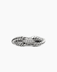 Cable Loop Band Ring in Sterling Silver with Diamonds, 7mm