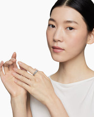 Cable Loop Band Ring in Sterling Silver with Diamonds, 7mm