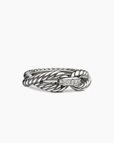 Cable Loop Band Ring in Sterling Silver with Diamonds, 7mm