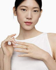 Petite Chatelaine® Pavé Bezel Ring in 18K Yellow Gold with Champagne Citrine and Diamonds, 7mm