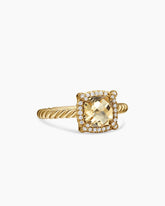 Petite Chatelaine® Pavé Bezel Ring in 18K Yellow Gold with Champagne Citrine and Diamonds, 7mm
