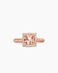 Petite Chatelaine® Pavé Bezel Ring in 18K Rose Gold with Morganite and Diamonds, 7mm