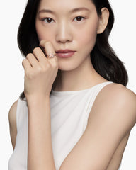 Petite Chatelaine® Pavé Bezel Ring in 18K Rose Gold with Morganite and Diamonds, 7mm