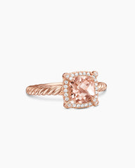Petite Chatelaine® Pavé Bezel Ring in 18K Rose Gold with Morganite and Diamonds, 7mm