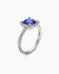 Petite Chatelaine® Pavé Bezel Ring in 18K White Gold with Tanzanite and Diamonds, 7mm
