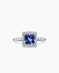 Petite Chatelaine® Pavé Bezel Ring in 18K White Gold with Tanzanite and Diamonds, 7mm