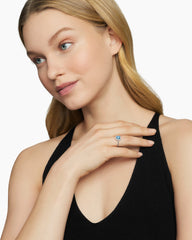 Petite Chatelaine® Pavé Bezel Ring in Sterling Silver with Blue Topaz and Diamonds, 7mm