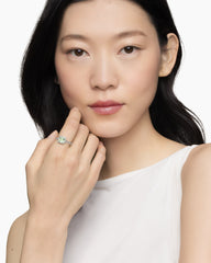 Petite Chatelaine® Pavé Bezel Ring in Sterling Silver with Prasiolite and Diamonds, 7mm