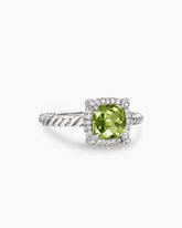 Petite Chatelaine® Pavé Bezel Ring in Sterling Silver with Peridot and Diamonds, 7mm
