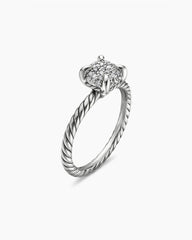Petite Chatelaine® Ring in Sterling Silver with Pavé Diamonds, 7mm