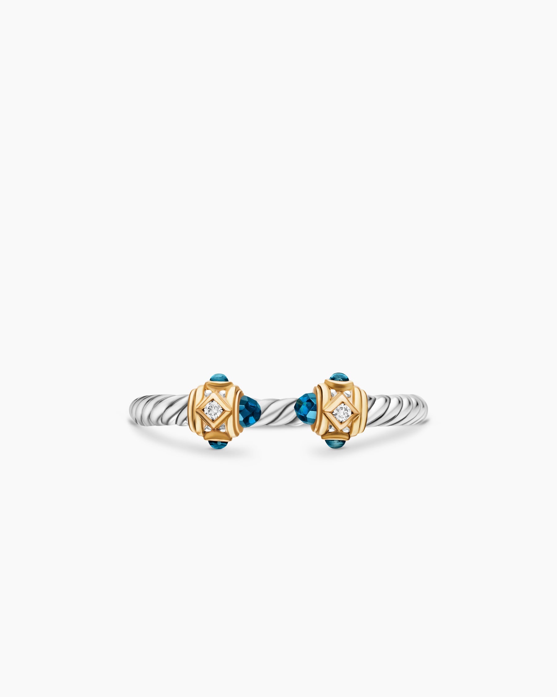 Renaissance® Ring in Sterling Silver with 14K Yellow Gold, Hampton Blue Topaz and Diamonds, 2.3mm