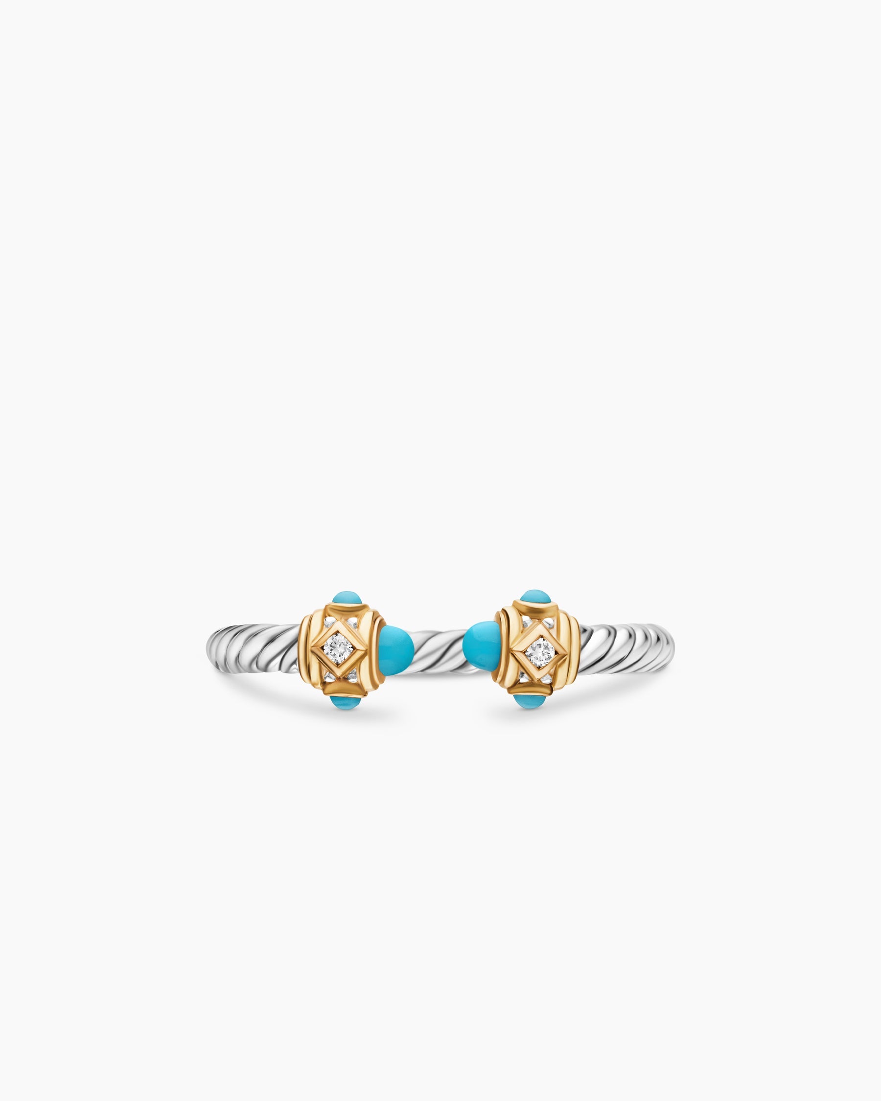 Renaissance® Ring in Sterling Silver with 14K Yellow Gold, Turquoise and Diamonds, 2.3mm