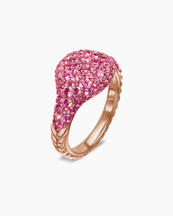 Pavé Pinky Ring in 18K Rose Gold with Pink Sapphires, 10mm