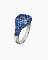 Pavé Pinky Ring in 18K White Gold with Sapphires, 10mm