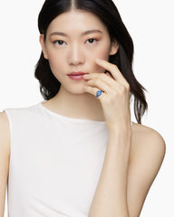 Pavé Pinky Ring in 18K White Gold with Sapphires, 10mm