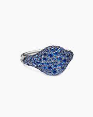 Pavé Pinky Ring in 18K White Gold with Sapphires, 10mm