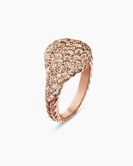Pavé Pinky Ring in 18K Rose Gold with Cognac Diamonds, 10mm