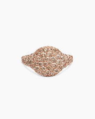 Pavé Pinky Ring in 18K Rose Gold with Cognac Diamonds, 10mm