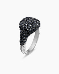 Pavé Pinky Ring in 18K White Gold with Black Diamonds, 10mm