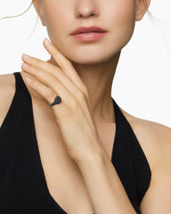 Pavé Pinky Ring in 18K White Gold with Black Diamonds, 10mm