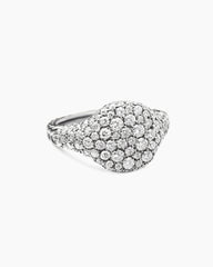 Pavé Pinky Ring in 18K White Gold with Diamonds, 10mm