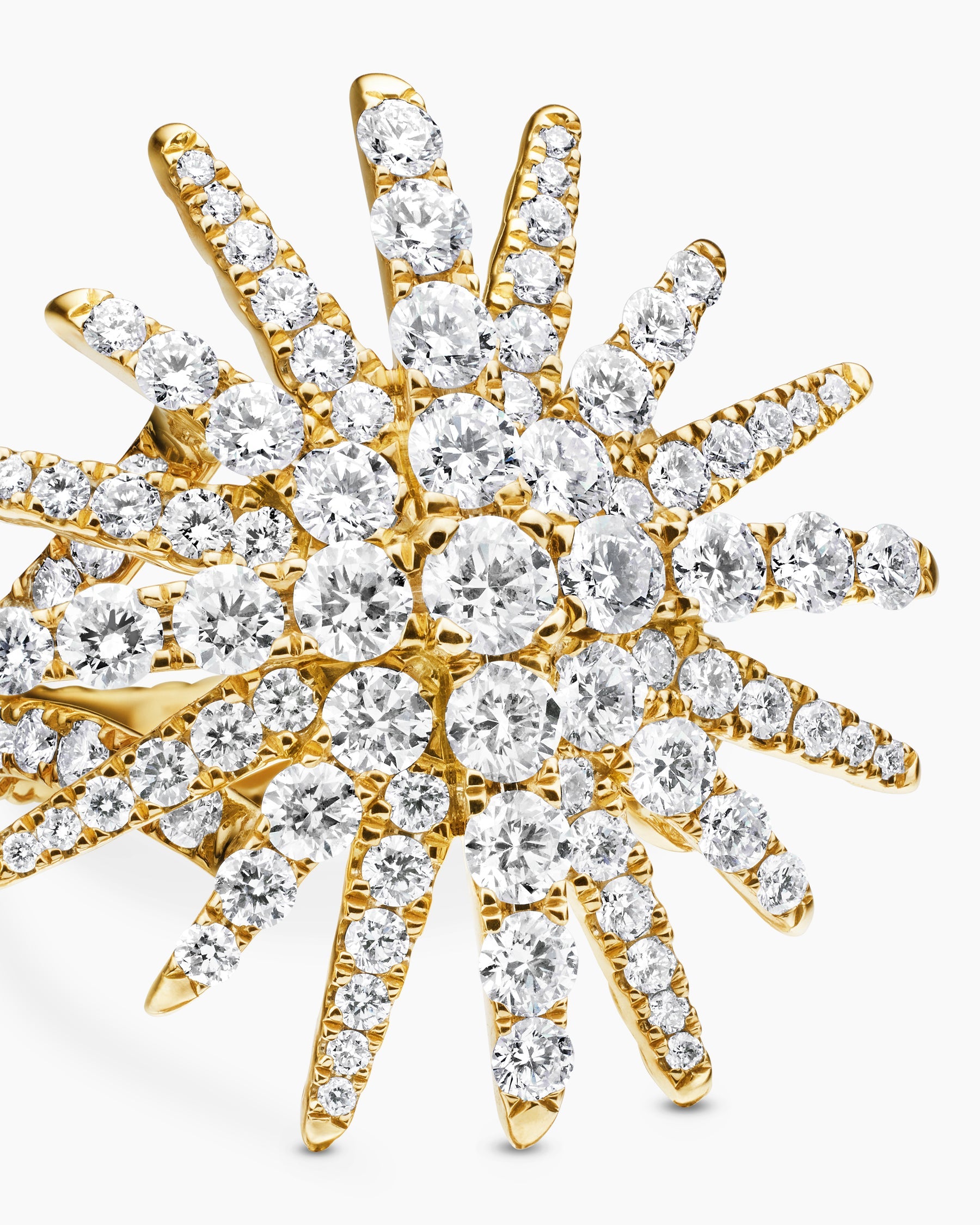 Starburst Ring in 18K Yellow Gold with Diamonds, 28mm