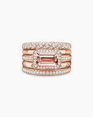 Stax Five Row Ring in 18K Rose Gold with Morganite and Diamonds, 22mm