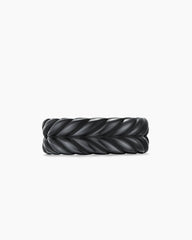 Chevron Band Ring in Black Titanium, 9mm
