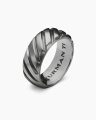 Modern Cable Band Ring in Grey Titanium, 9mm