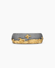 Waves Band Ring in Sterling Silver with 18K Yellow Gold, 8.7mm