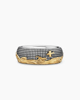 Waves Band Ring in Sterling Silver with 18K Yellow Gold, 8.7mm