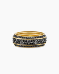 Streamline® Beveled Band Ring in 18K Yellow Gold with Black Diamonds, 8.5mm