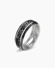 Streamline® Beveled Band Ring in 18K White Gold with Black Diamonds, 8.5mm